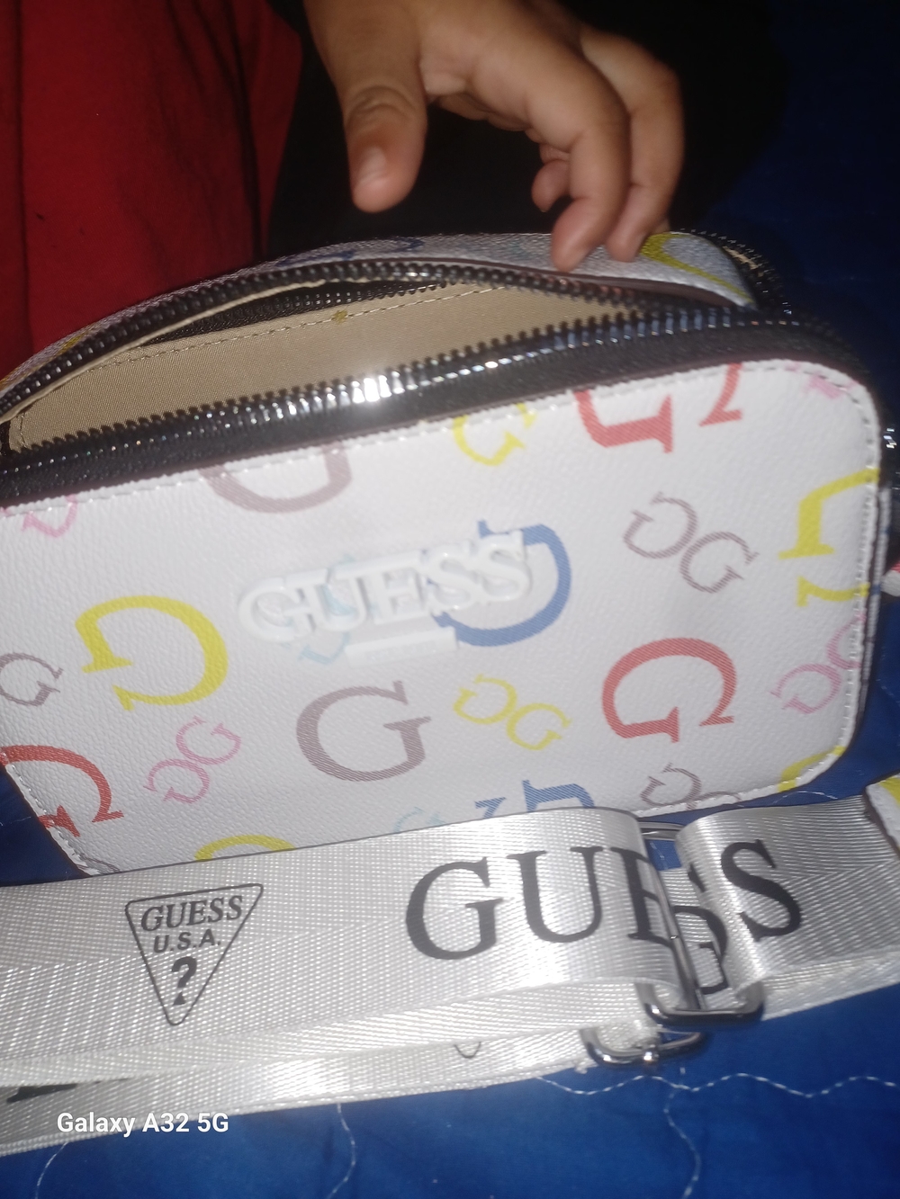 GUESS White Multicolor Logo Crossbody Bag